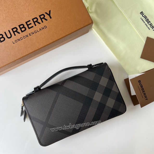 Burberry專櫃經典款格紋長夾錢包 巴寶莉雙拉款男士長錢包 yxb1324